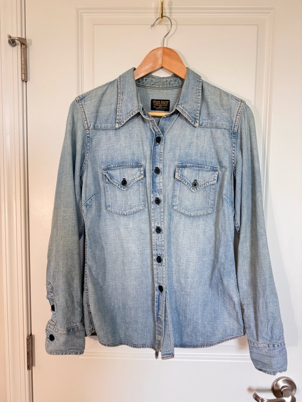 Vintage JEAN SHOP Denim long sleeve shirt Sz XL Classic Streetwear